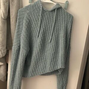 Fuzzy teal hoodie